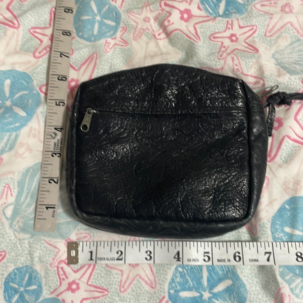 Vintage Barganza Black Pebbled Leather Wristlet